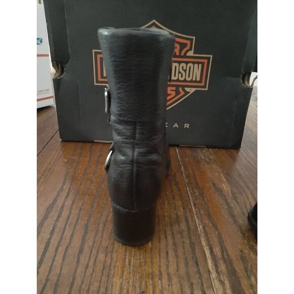 Size 6 Harley Davidson Black Leather Sadie Casual Cuff Boots Booties Chunky Heel - Picture 10 of 12